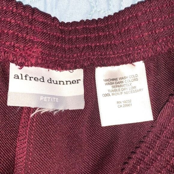 Alfred Dunner Womens Petite Burgundy Elastic-Waist Pants - Picture 3 of 10